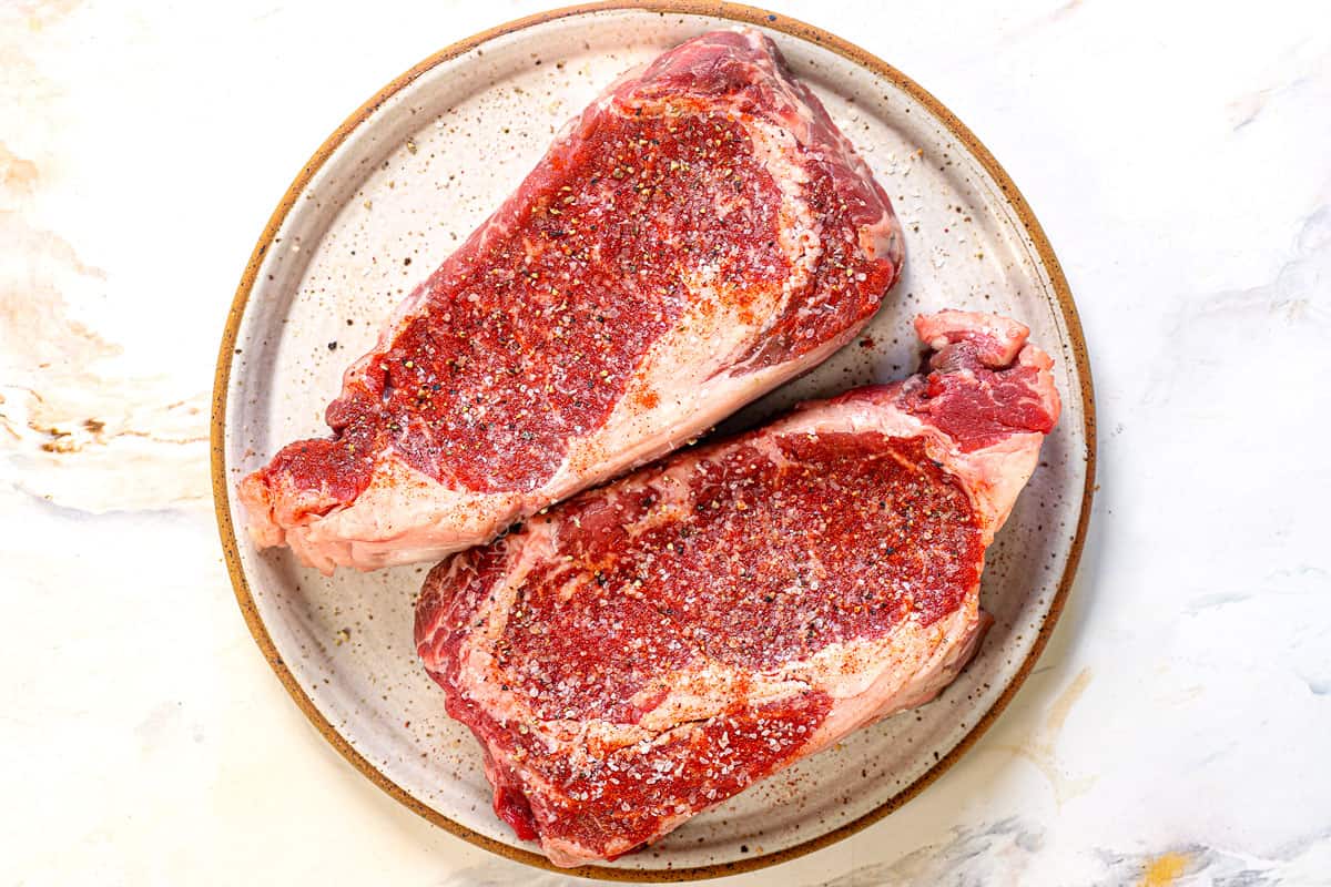 Grass Fed Rib Eye Steak Seasoned